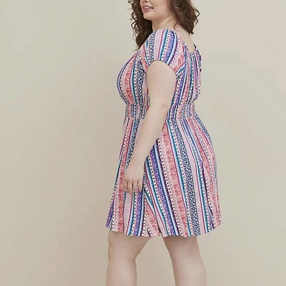 TORRID 3X MINI LENNY SMOCKED OFF-SHOULDER DRESS - Picture 2 of 6